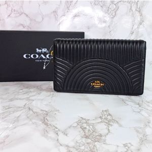 Coach Black Callie Nappa Leather Wallet On Chain